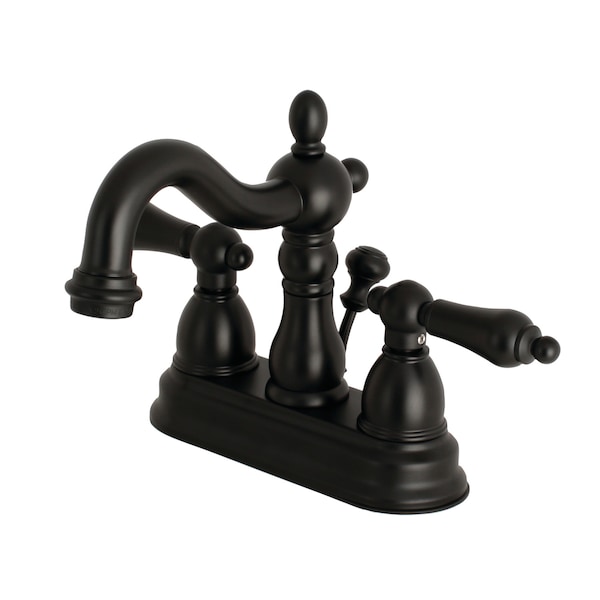 Heritage, 4" Centerset Bathroom Faucet, Matte Black